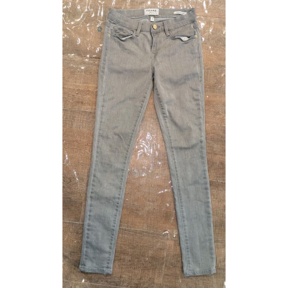 Frame Le Skinny de Jeanne Jeans Womens Size 26 Gray Mid Rise Stretch Fit Denim